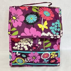 Vera Bradley Flutterby Lunch Sack Pink Purple Floral Vinyl Lunch Bag